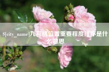 烟台九宫格位置重要程度排序是什么意思